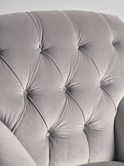Buttoned Armchair Swedish Grey Cotton Velvet