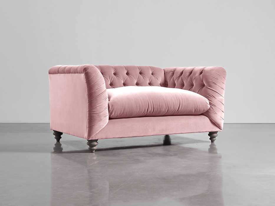 Buttoned Loveseat Blush Cotton Velvet