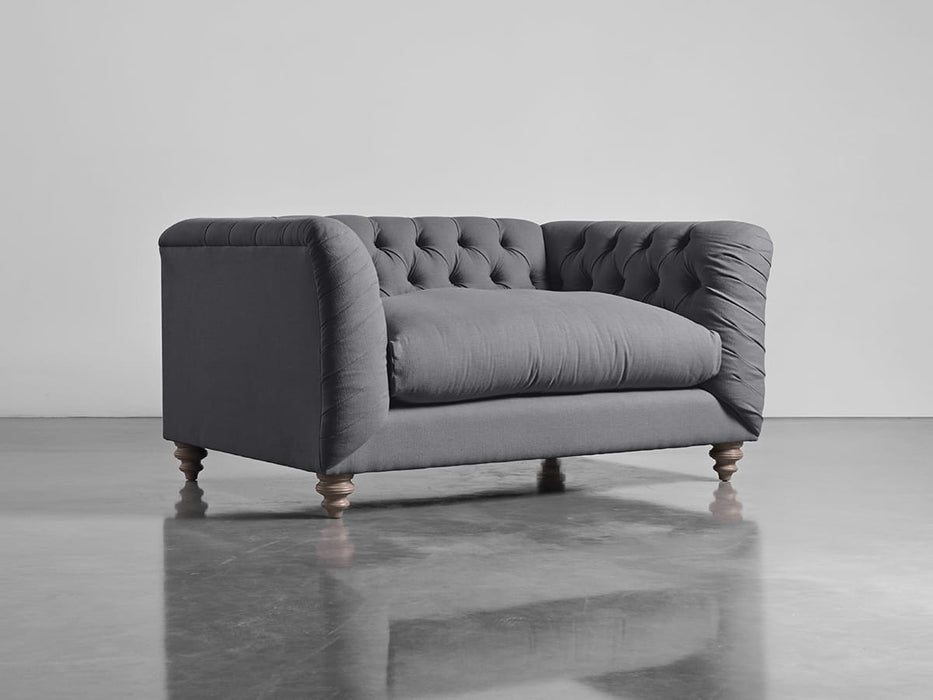 Dora Buttoned Loveseat - Flint Linen Cotton Blend