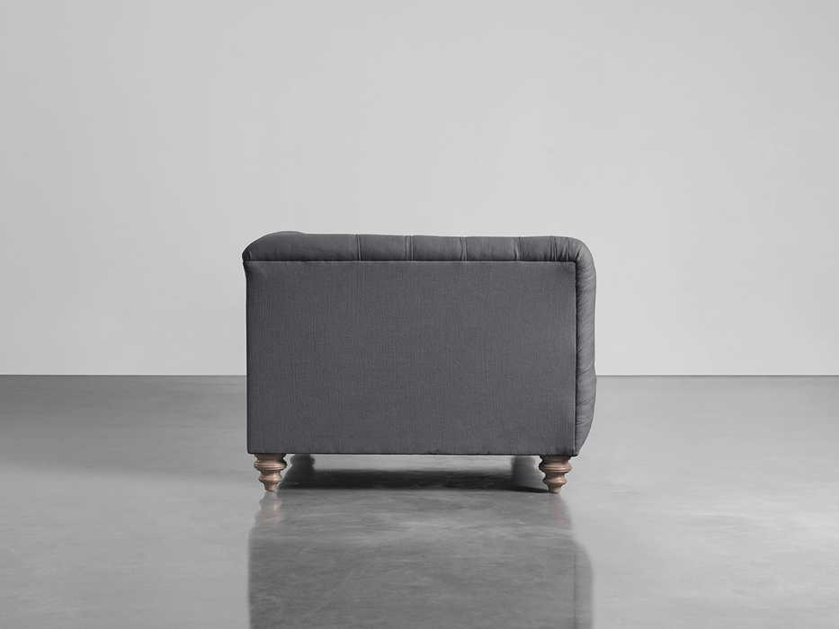 Dora Buttoned Loveseat - Flint Linen Cotton Blend