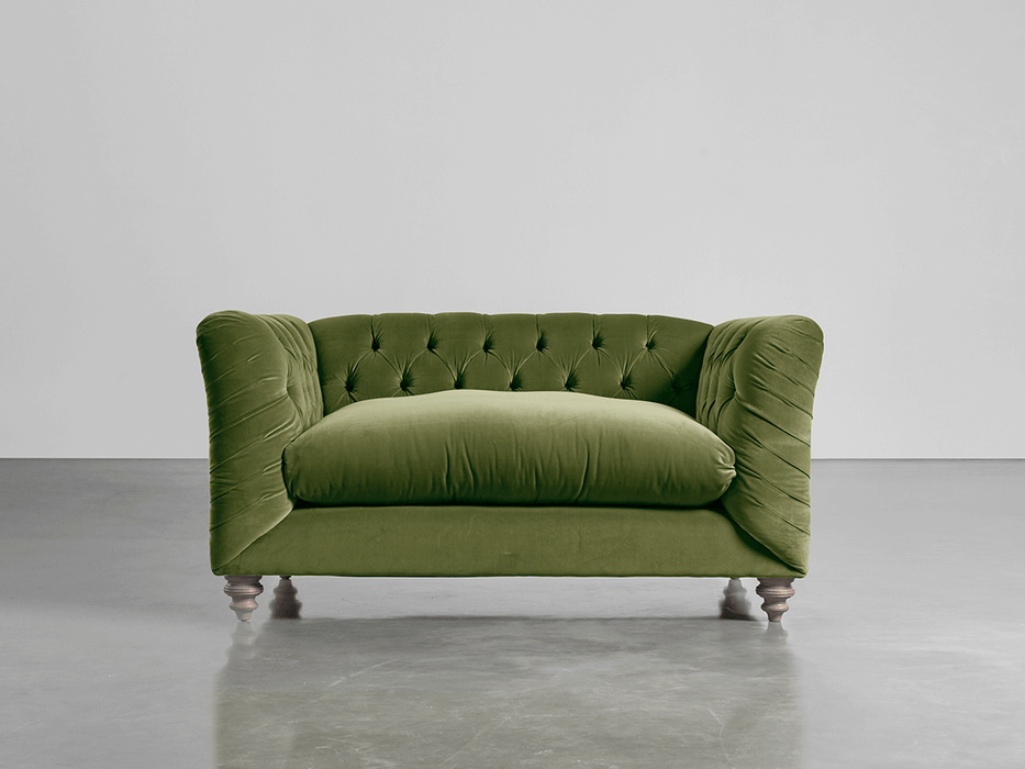 Buttoned Loveseat Moss Cotton Velvet