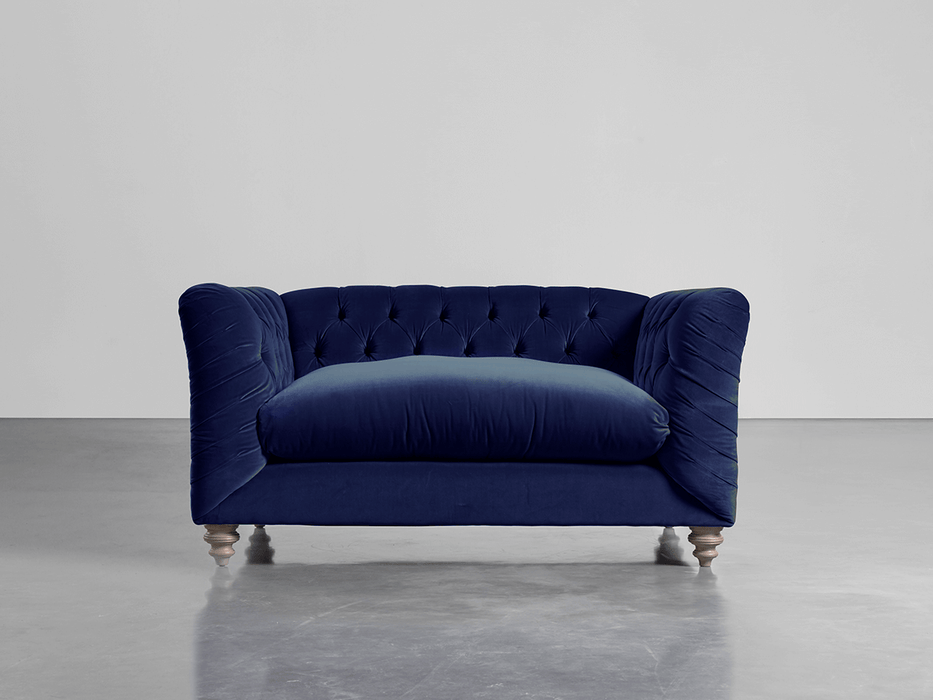 Buttoned Loveseat Navy Cotton Velvet