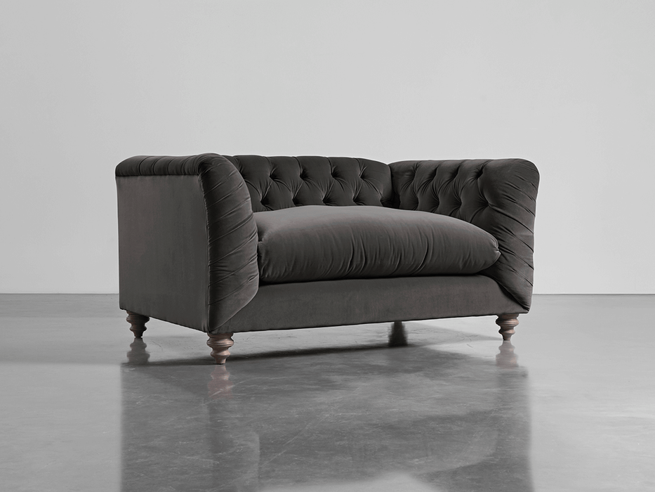 Buttoned Loveseat Slate Cotton Velvet
