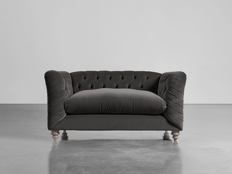 Buttoned Loveseat Slate Cotton Velvet