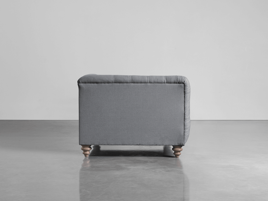 Dora Buttoned Loveseat Smoke Linen Cotton Blend