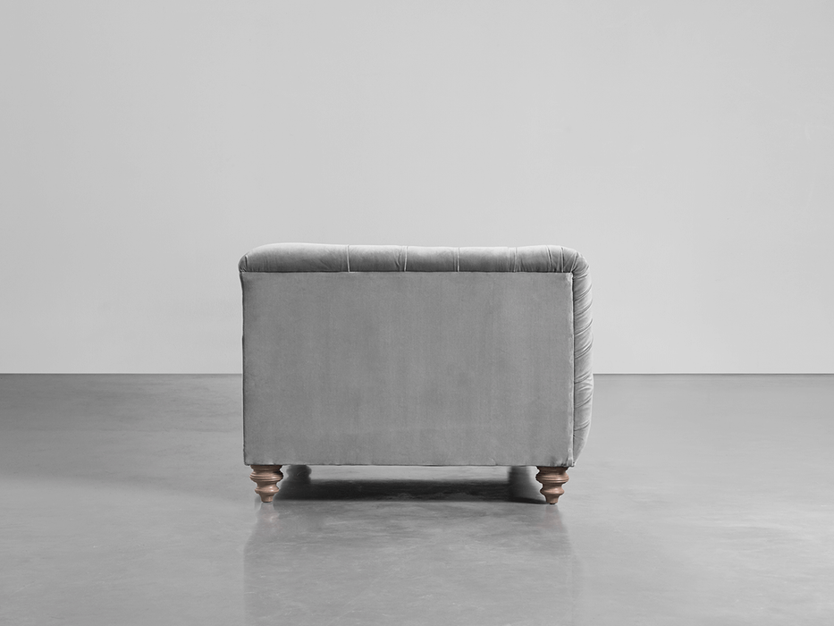 Buttoned Loveseat Swedish Grey Cotton Velvet