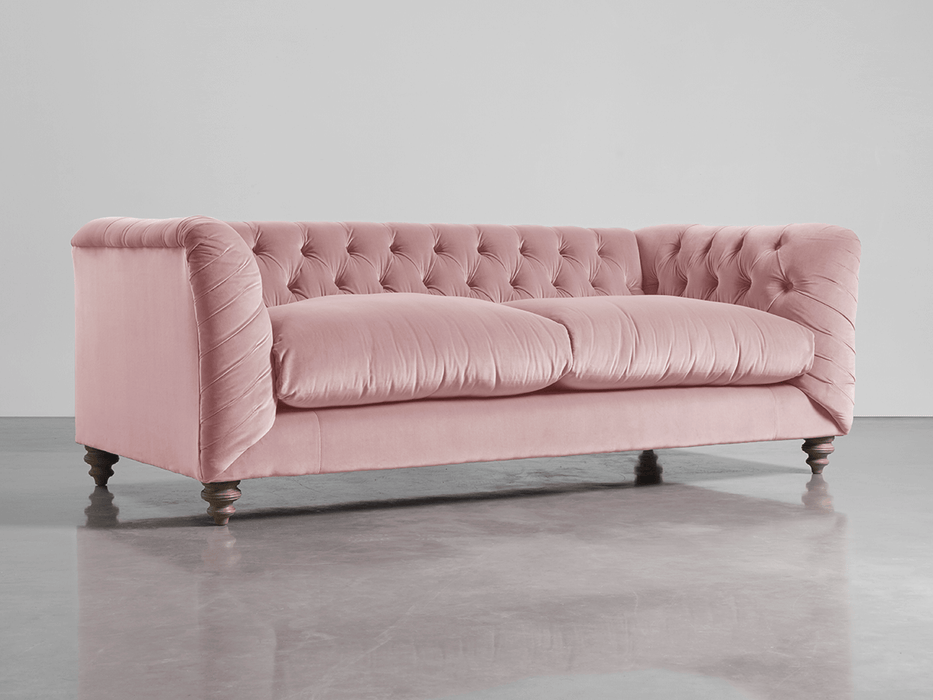 Buttoned Midi Sofa Blush Cotton Velvet