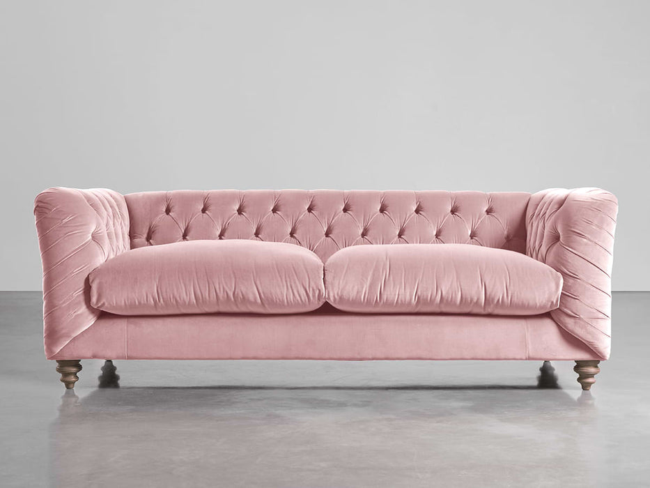 Buttoned Grand Sofa Blush Cotton Velvet