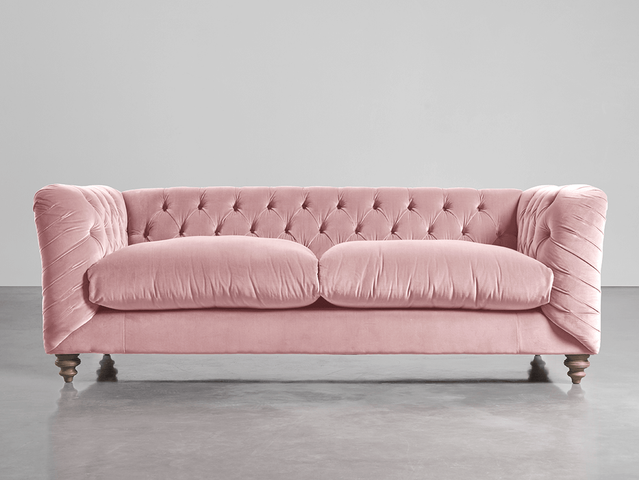Buttoned Midi Sofa Blush Cotton Velvet