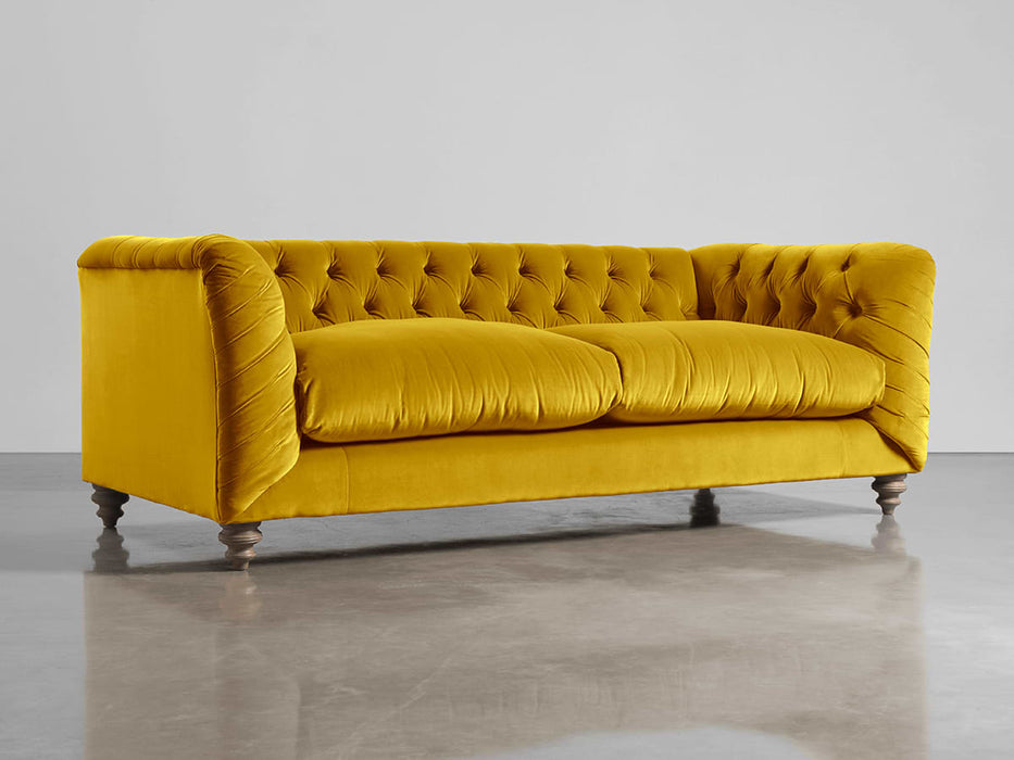 Buttoned Grand Sofa Gold Cotton Velvet