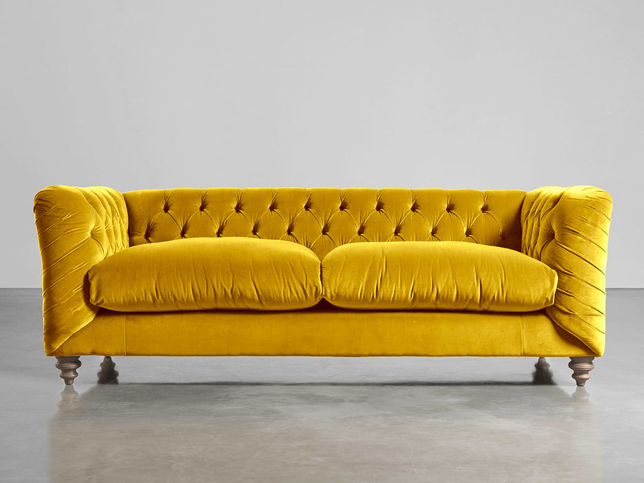 Buttoned Grand Sofa Gold Cotton Velvet