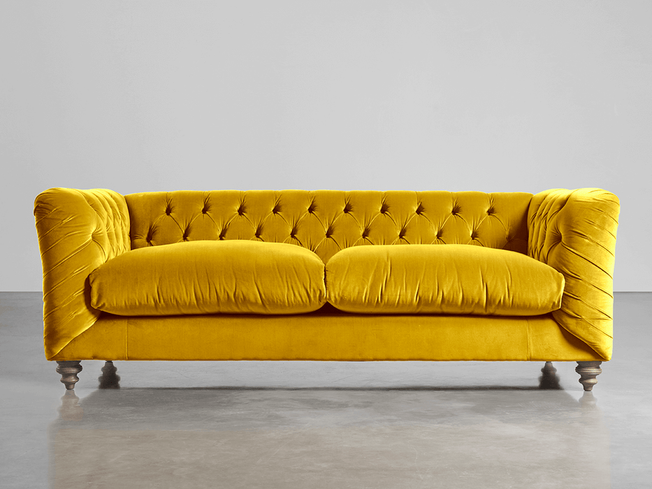 Buttoned Midi Sofa Gold Cotton Velvet