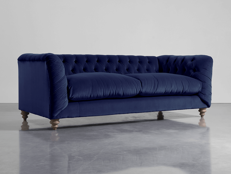 Buttoned Midi Sofa Navy Cotton Velvet