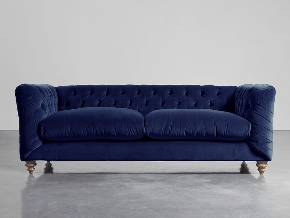 Buttoned Midi Sofa Navy Cotton Velvet