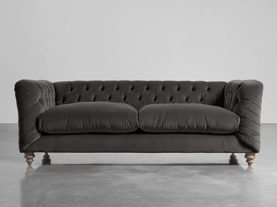 Buttoned Midi Sofa Slate Cotton Velvet