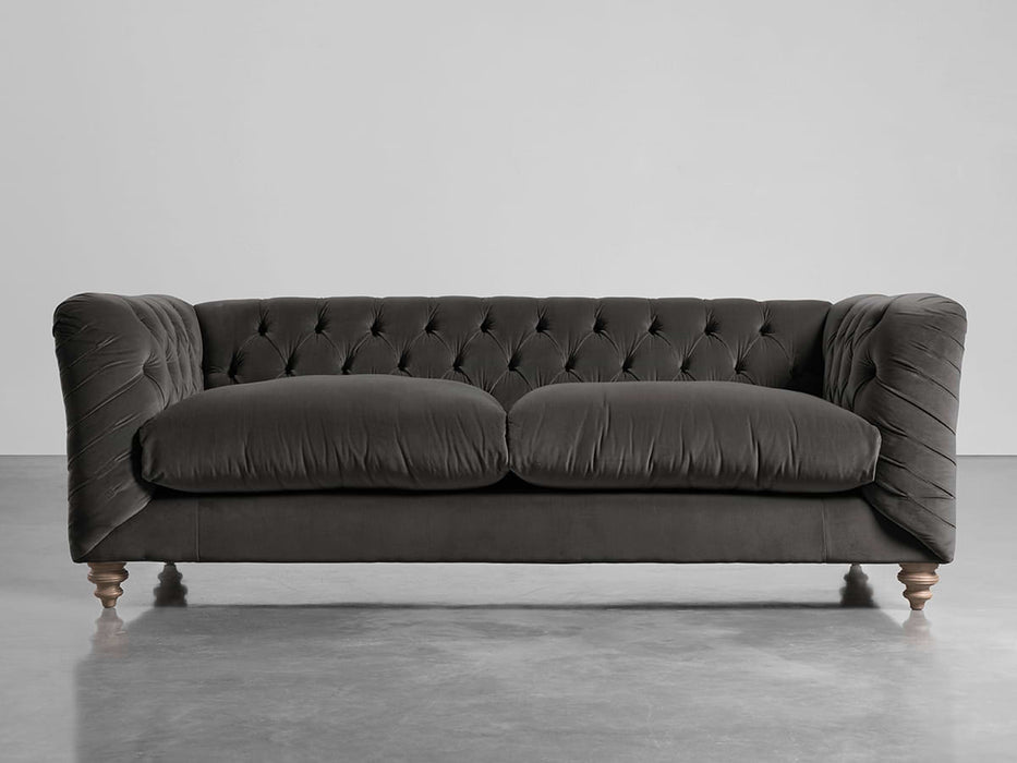 Buttoned Grand Sofa Slate Cotton Velvet