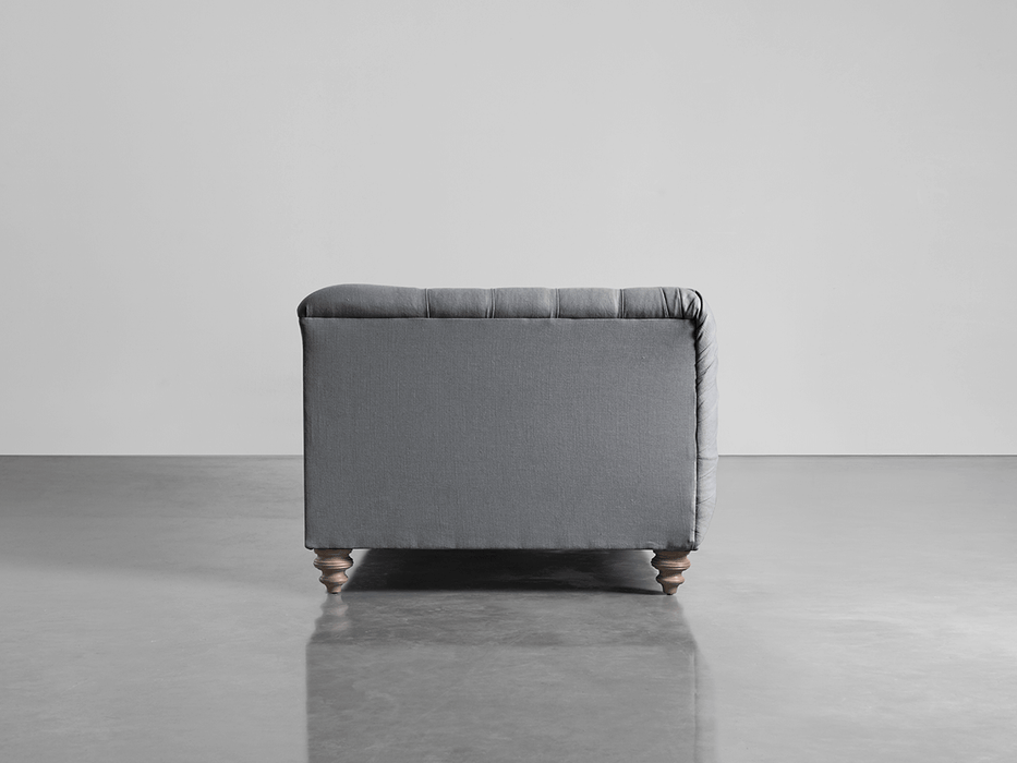 Dora Buttoned Midi Sofa Smoke Linen Cotton Blend