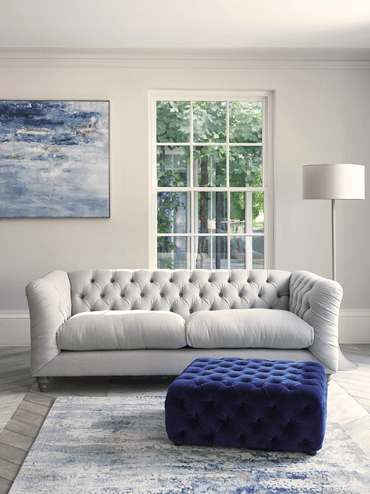 Buttoned Grand Sofa Swedish Grey Cotton Velvet