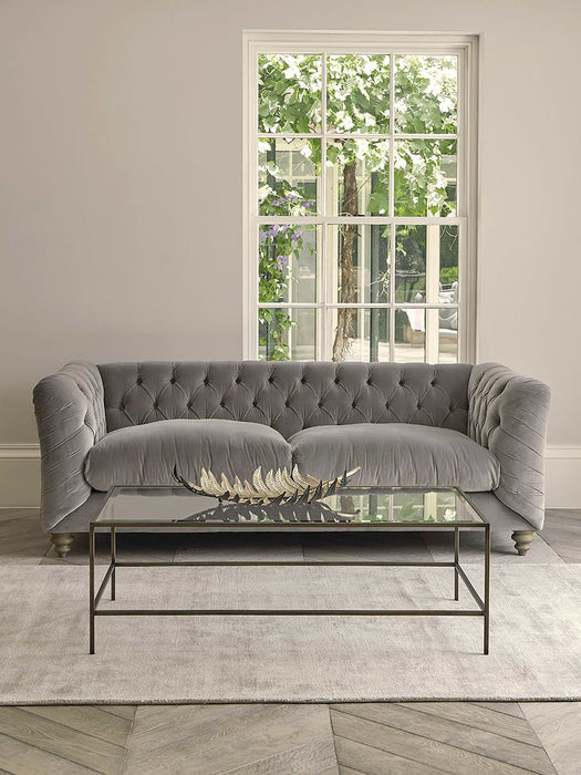 Buttoned Midi Sofa Swedish Grey Cotton Velvet