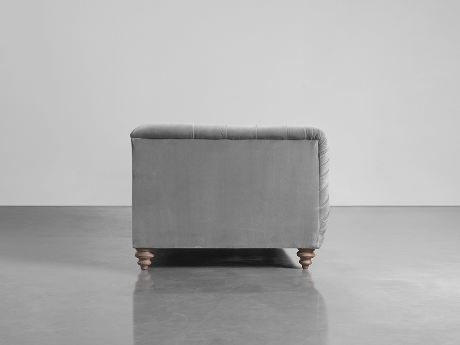 Buttoned Grand Sofa Swedish Grey Cotton Velvet