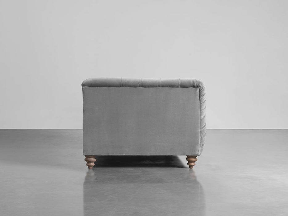 Buttoned Midi Sofa Swedish Grey Cotton Velvet