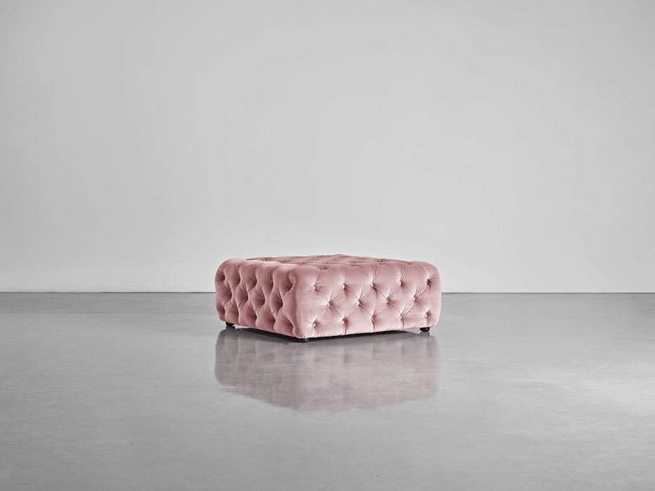 Buttoned Ottoman Blush Cotton Velvet