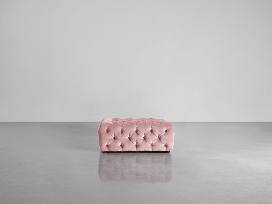 Buttoned Ottoman Blush Cotton Velvet