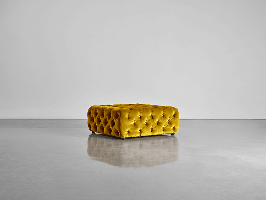 Buttoned Ottoman Gold Cotton Velvet