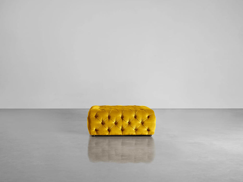 Buttoned Ottoman Gold Cotton Velvet
