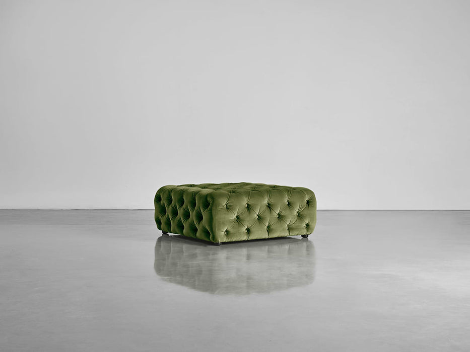Buttoned Ottoman Moss Cotton Velvet