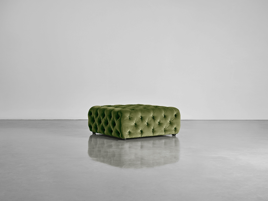 Buttoned Ottoman Moss Cotton Velvet