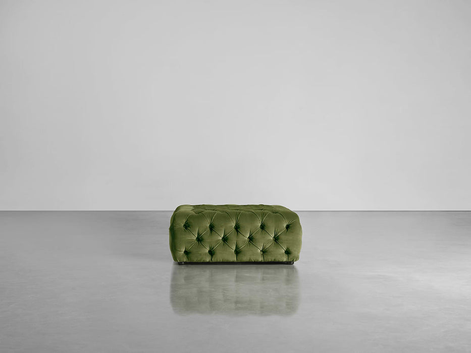 Buttoned Ottoman Moss Cotton Velvet