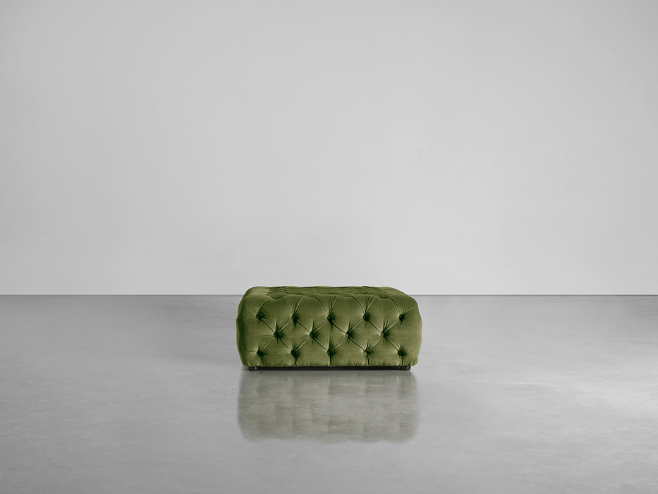 Buttoned Ottoman Moss Cotton Velvet