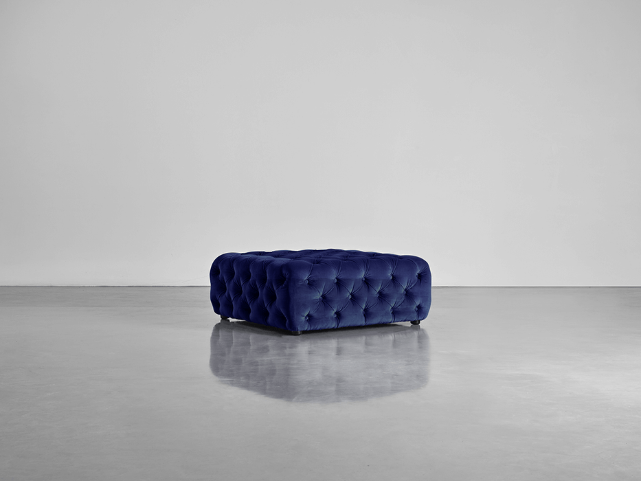 Buttoned Ottoman Navy Cotton Velvet