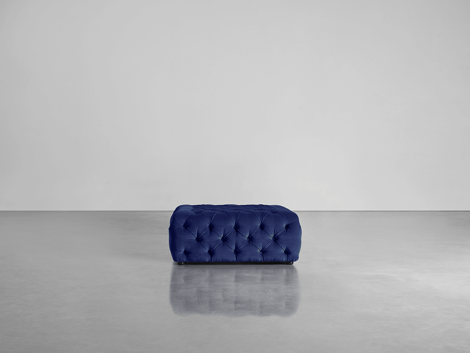 Buttoned Ottoman Navy Cotton Velvet