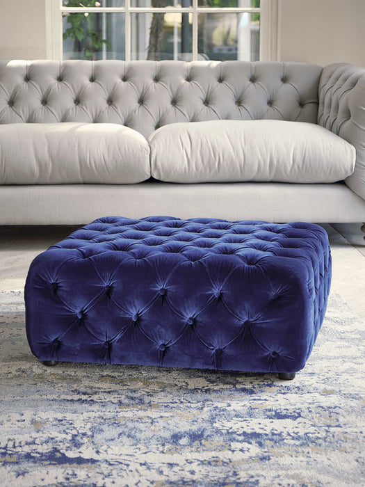 Buttoned Ottoman Moss Cotton Velvet