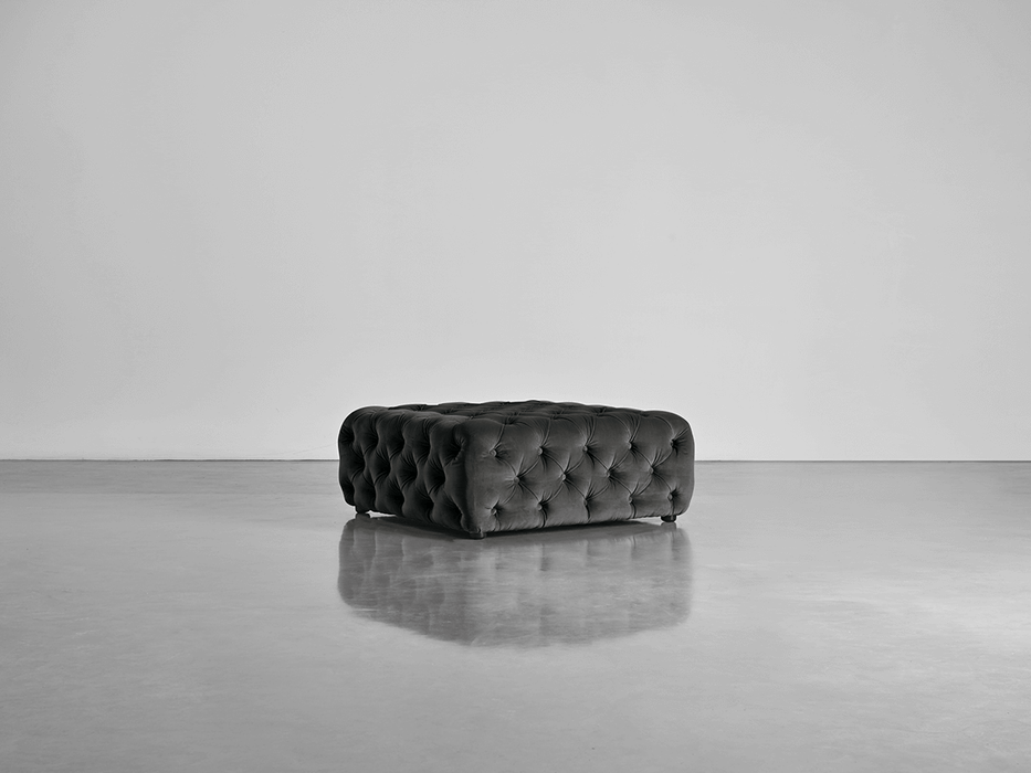 Buttoned Ottoman Slate Cotton Velvet
