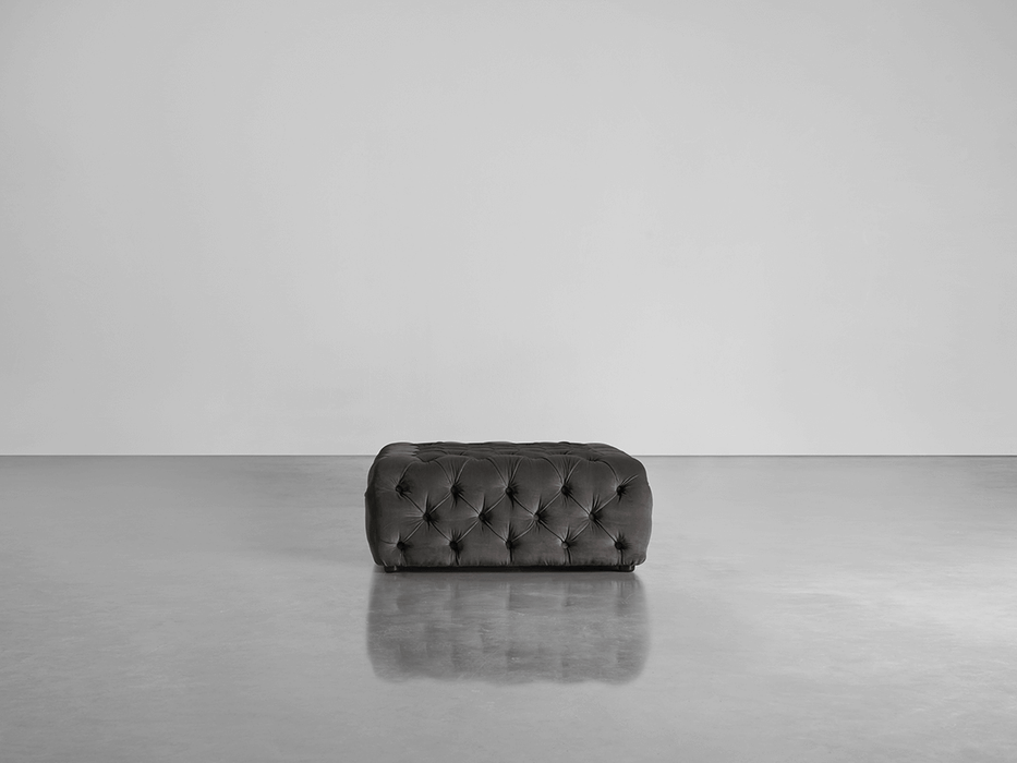 Buttoned Ottoman Slate Cotton Velvet