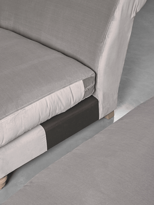Cosy Chaise Slate Cotton Velvet - Right Hand Facing