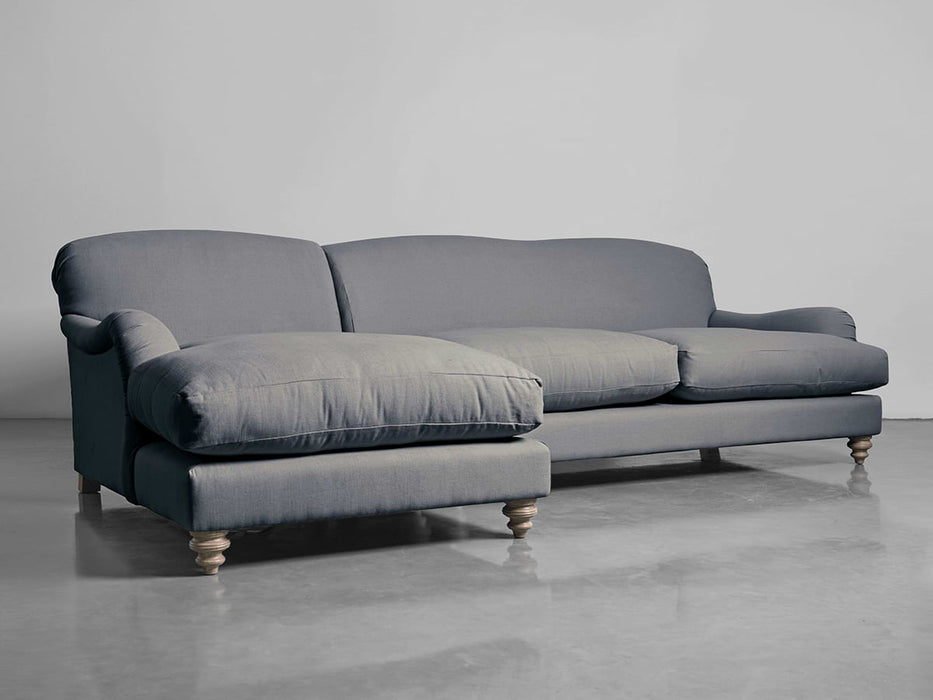 Cosy Chaise French Blue Linen - Left Hand Facing