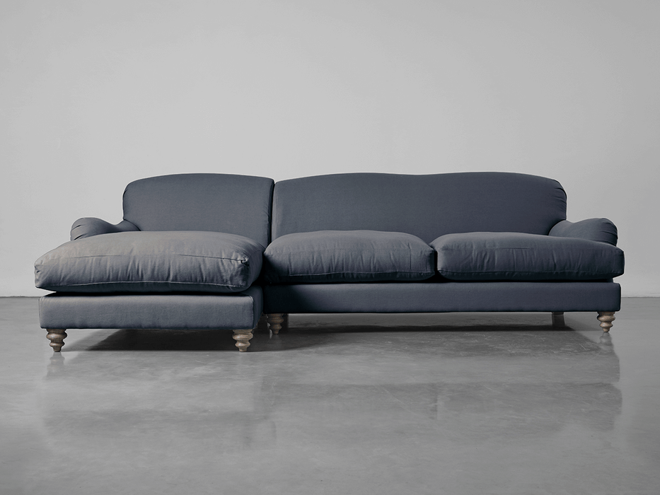 Cosy Chaise French Blue Linen - Left Hand Facing