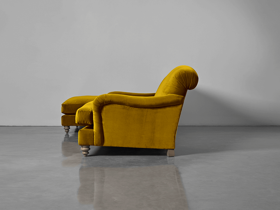 Cosy Chaise Gold Cotton Velvet - Left Hand Facing