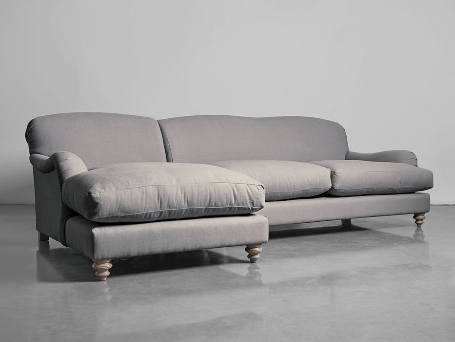 Cosy Chaise Smoke Linen Cotton Blend - Left Hand Facing