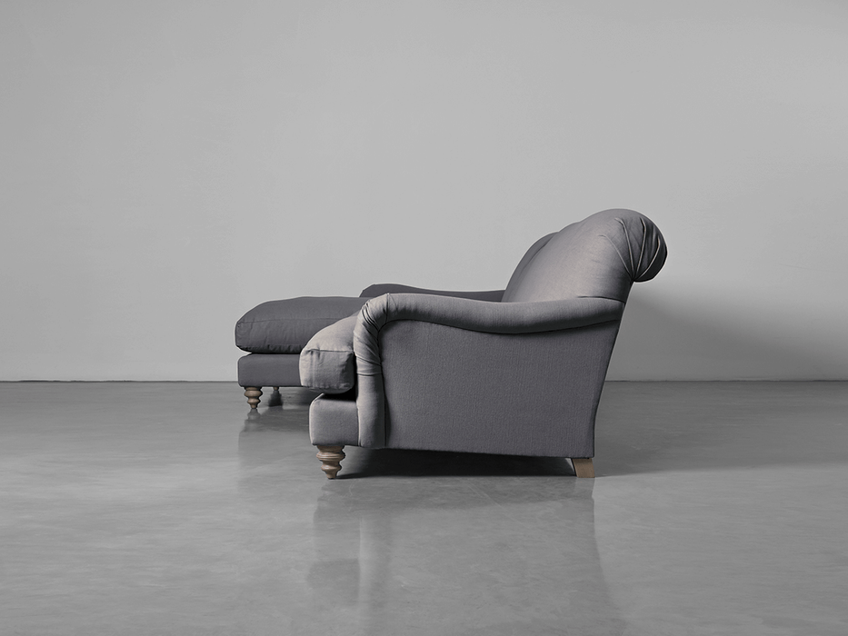 Cosy Chaise Smoke Linen Cotton Blend - Left Hand Facing