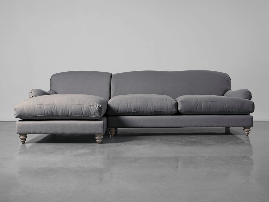 Cosy Chaise Smoke Linen Cotton Blend - Left Hand Facing