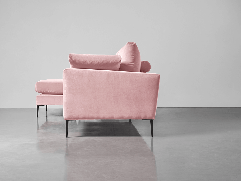 Milano Grand Chaise Sofa Blush Cotton Velvet