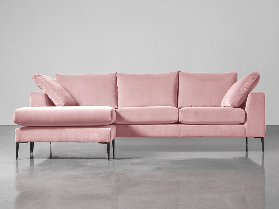 Milano Grand Chaise Sofa Blush Cotton Velvet