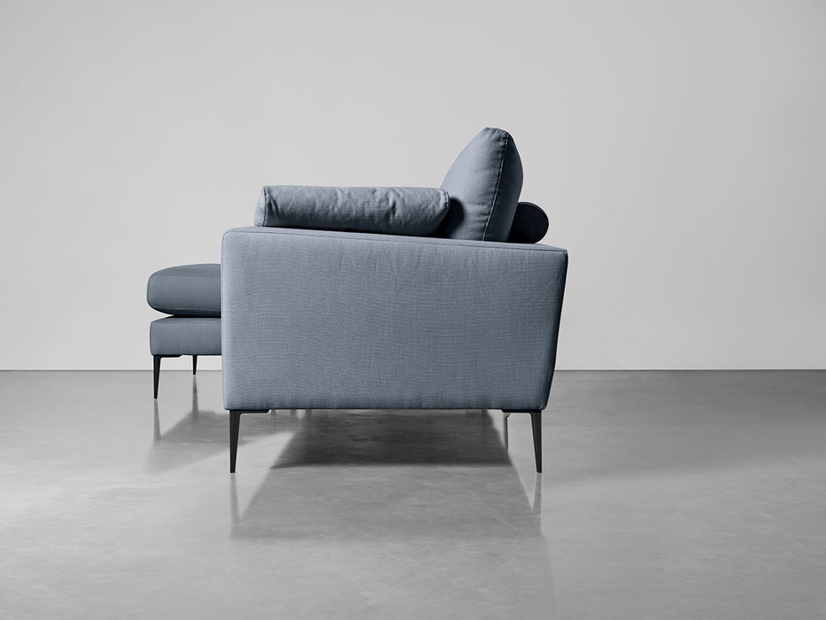 Milano Grand Chaise Sofa French Blue Linen Cotton Blend