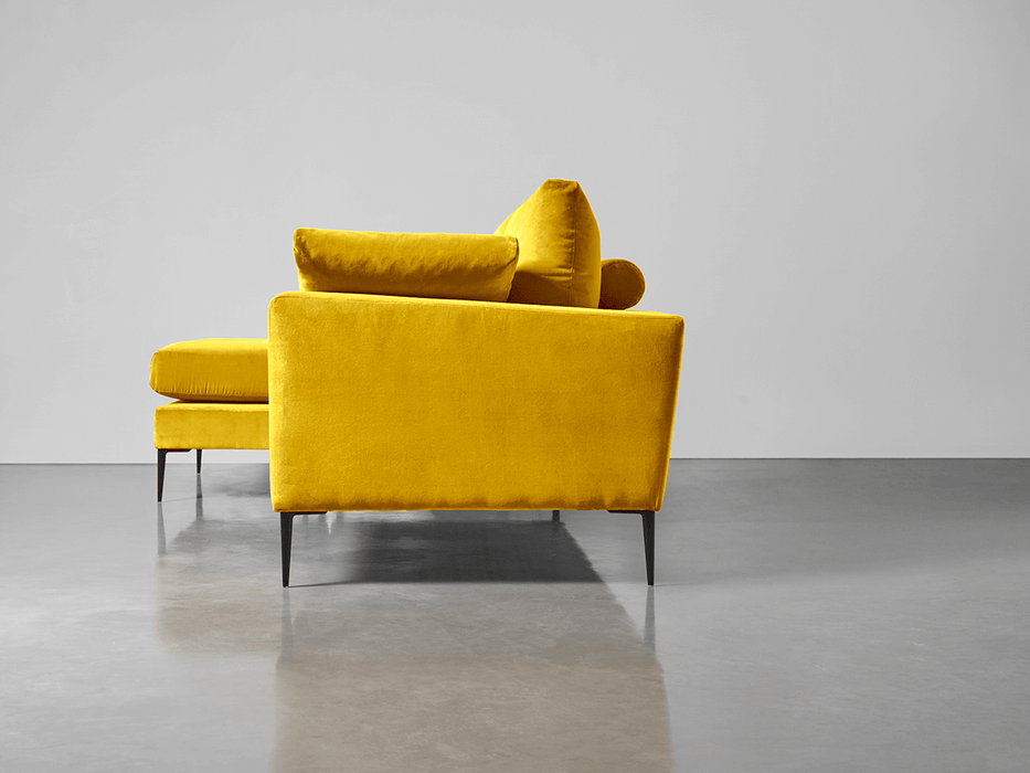 Milano Grand Chaise Sofa Gold Cotton Velvet