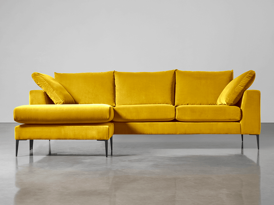 Milano Grand Chaise Sofa Gold Cotton Velvet